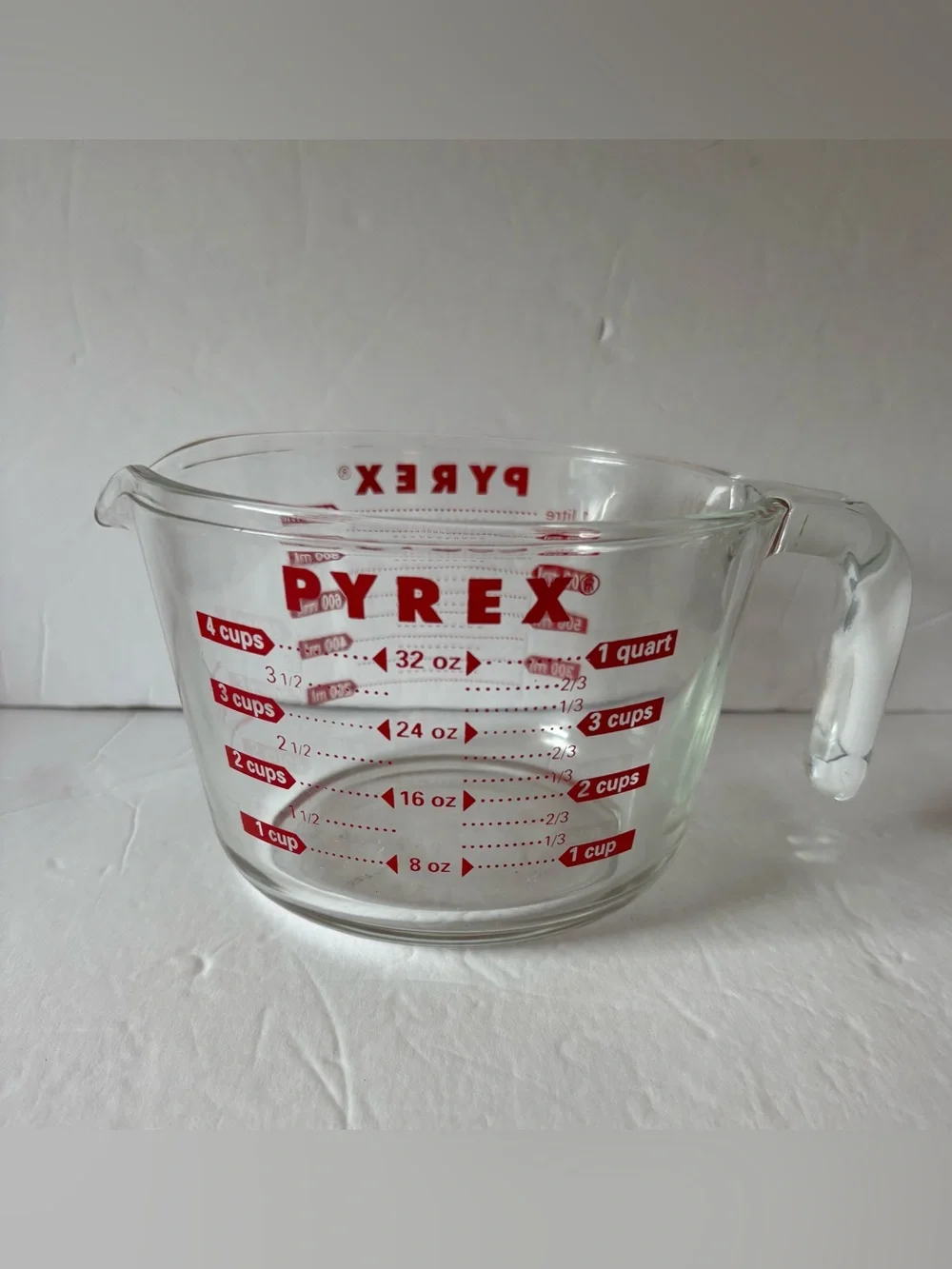 PYREX 4 Cup 1 Quart Glass Measuring Cup Red Lettering